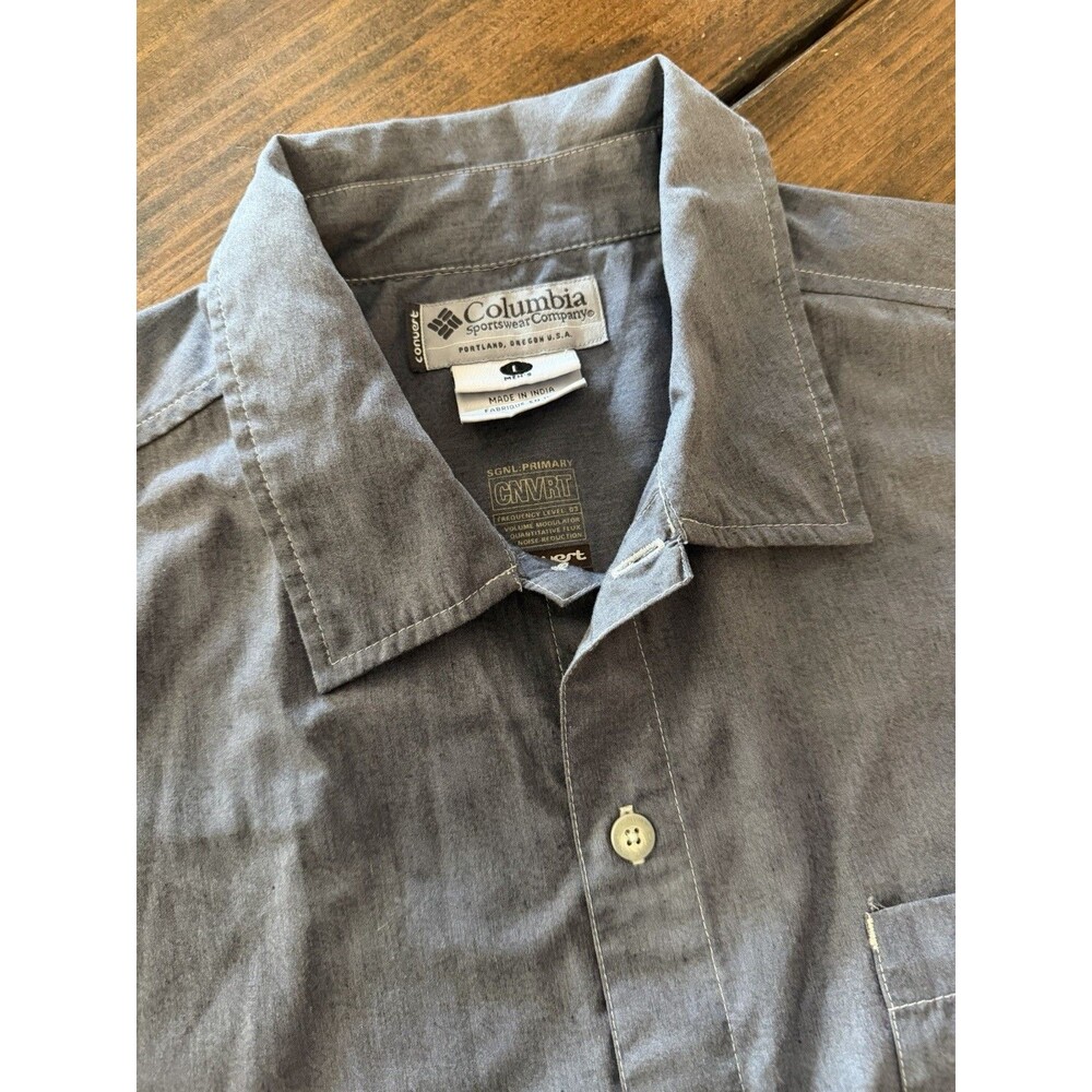 Columbia Shirt Mens Large Blue Upcycled Hand Dyed Short Sleeve Outdoor Casual